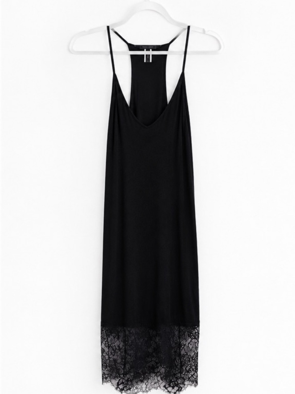 BCBGMAXAZRIA Black Lace Hem Midi Slip Dress | Elegant Cocktail Dress | Designer